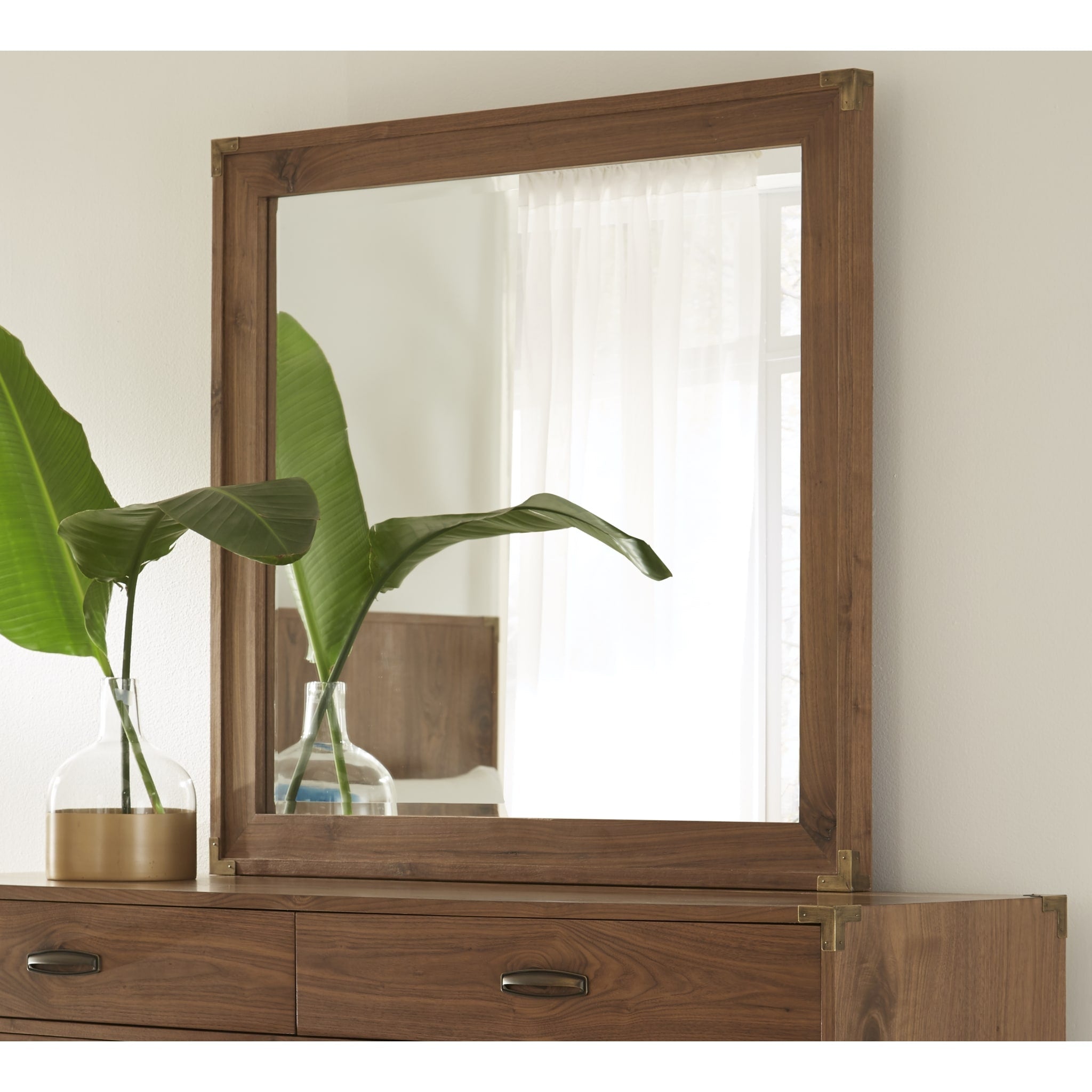 Adler Beveled Glass Mirror in Natural Walnut