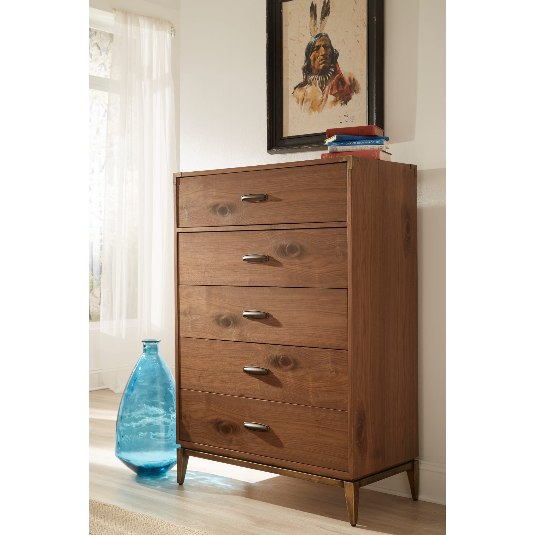 Adler Five Drawer Chest in Natural Walnut (2024)