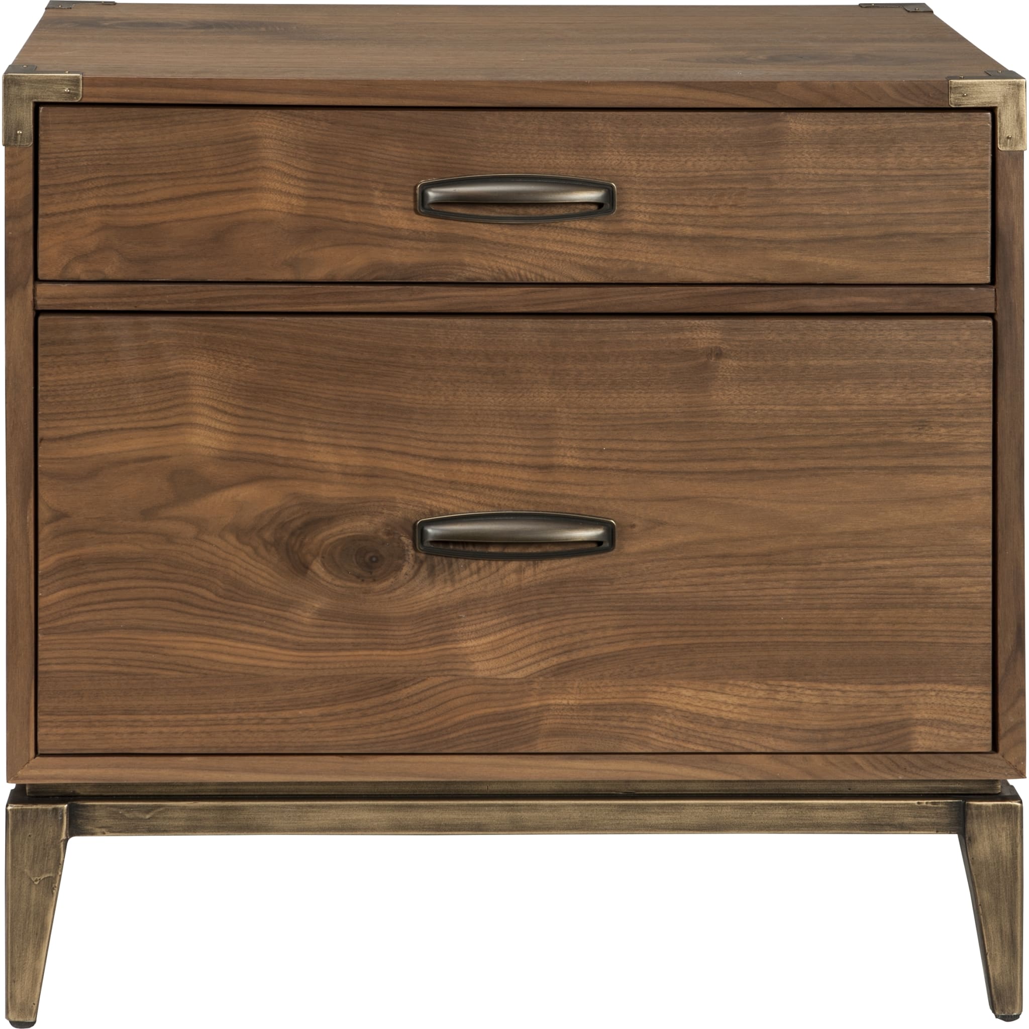Adler Two Drawer Nightstand in Natural Walnut