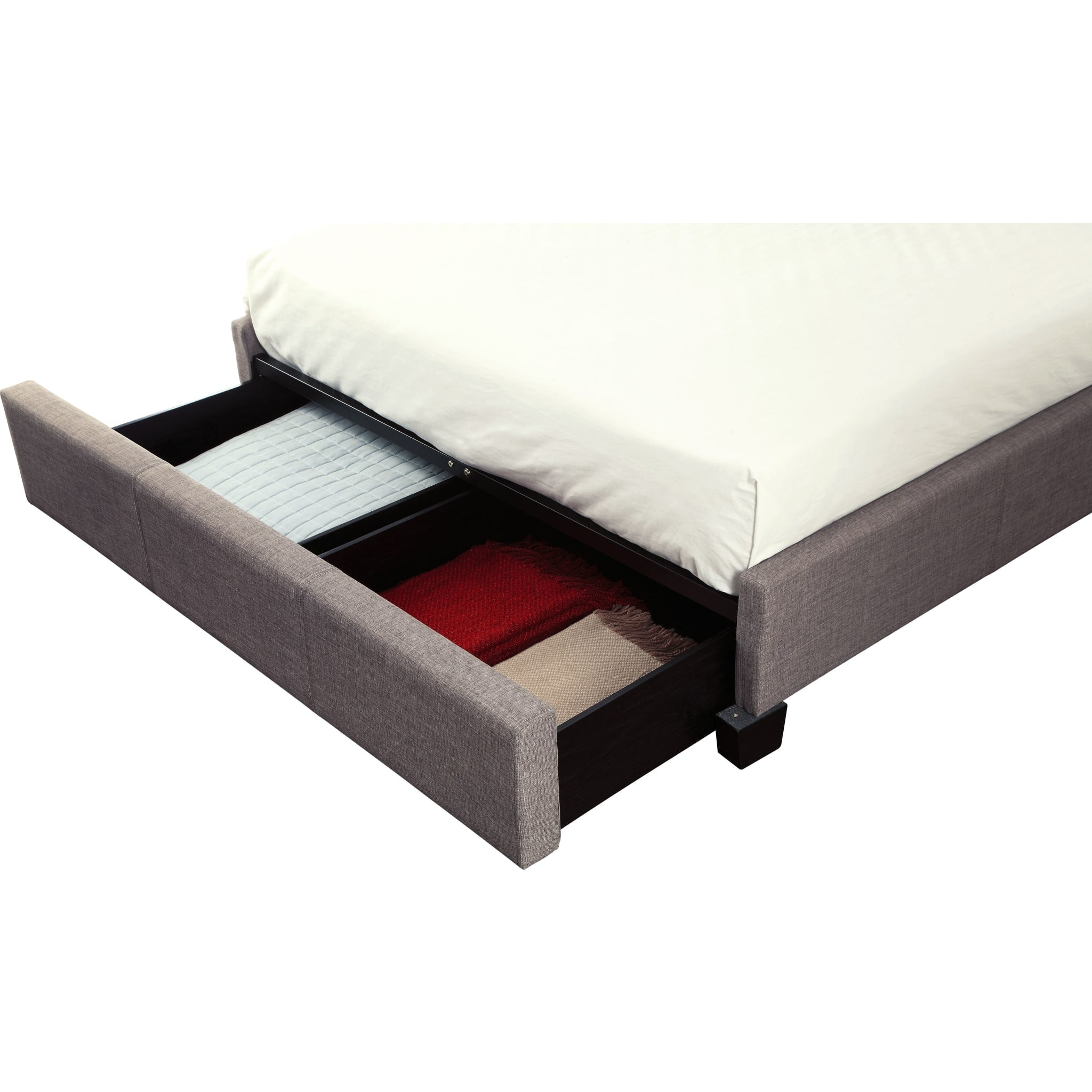 Adona Upholstered Footboard Storage Bed in Dolphin Linen