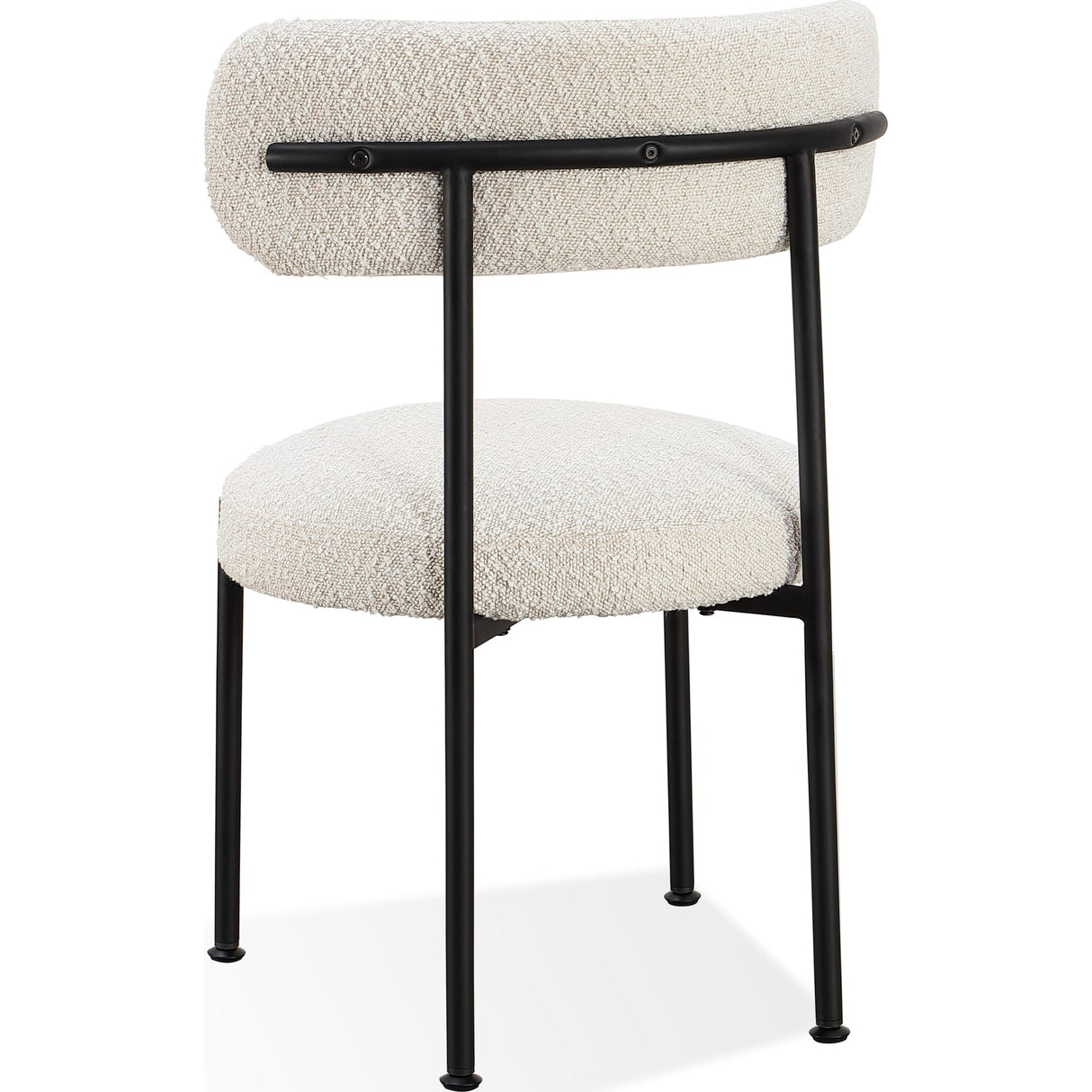 Aere Boucle Upholstered Metal Leg Dining Chair in Ivory and Black