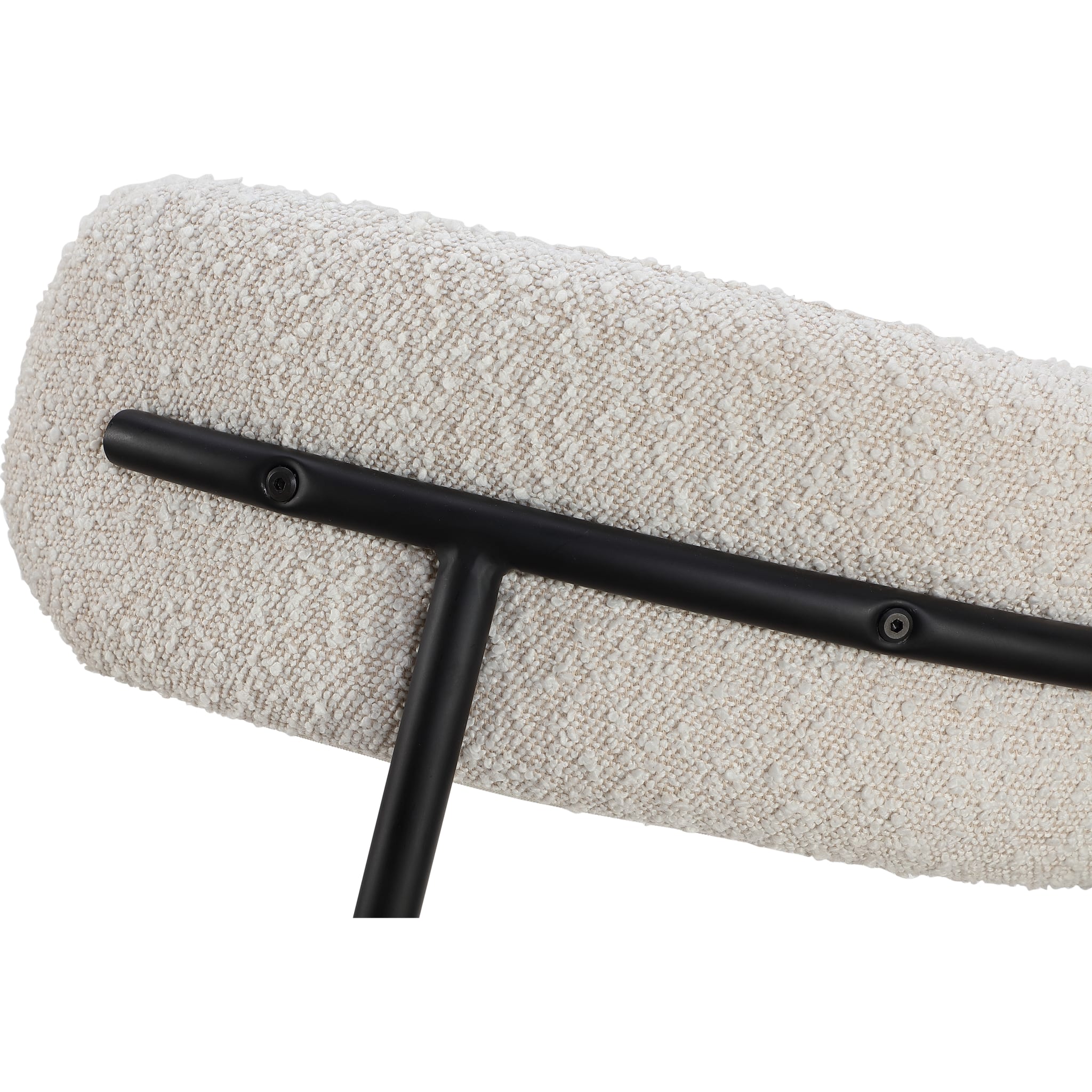 Aere Boucle Upholstered Metal Leg Dining Chair in Ivory and Black