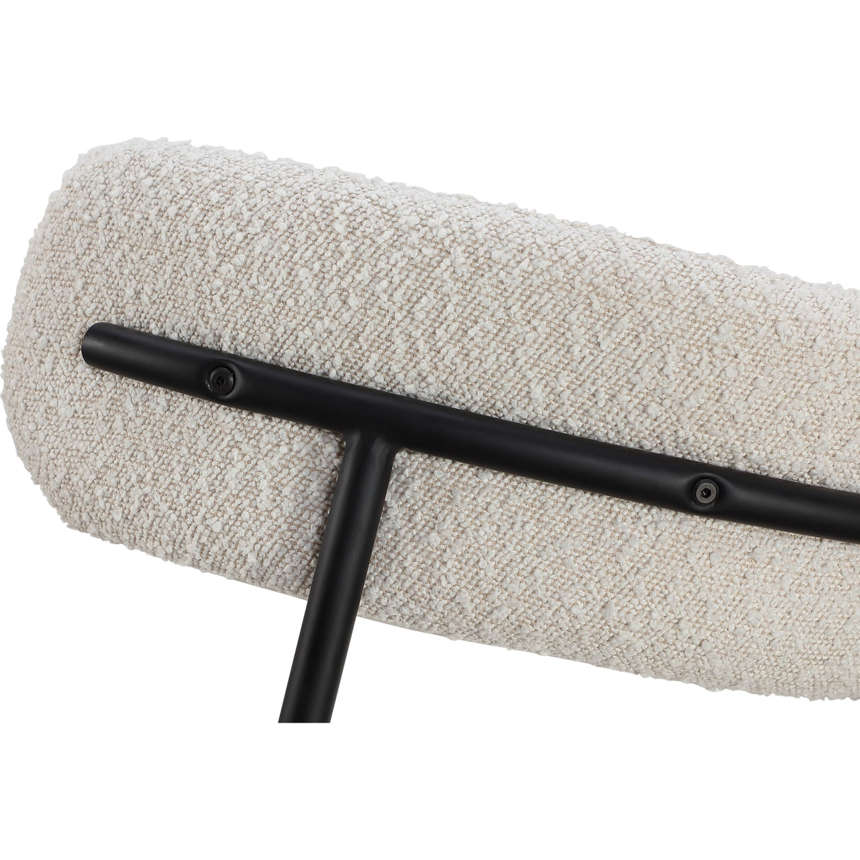 Aere Boucle Upholstered Metal Leg Dining Chair in Ivory and Black