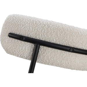 Aere Boucle Upholstered Metal Leg Dining Chair in Ivory and Black