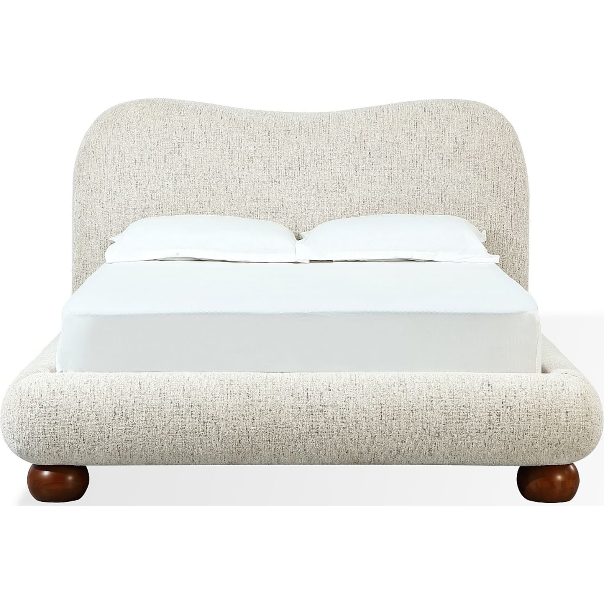Afra Chenille Upholstered Wood Leg Platform Bed in Chinchilla