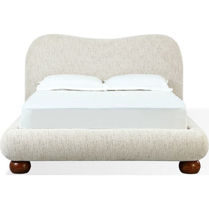 Afra Chenille Upholstered Wood Leg Platform Bed in Chinchilla