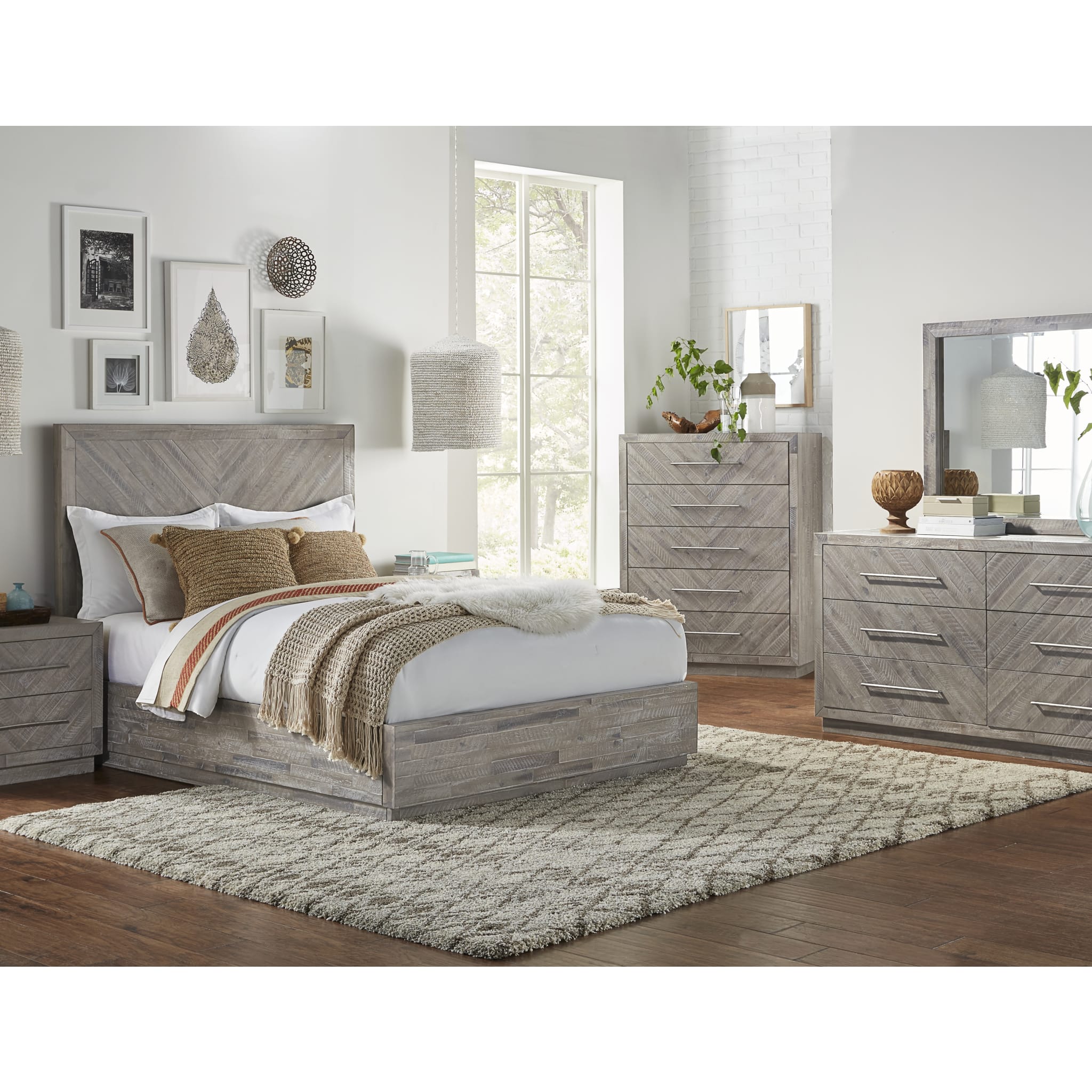 Alexandra Solid Wood Five Drawer Chest in Rustic Latte (2024)