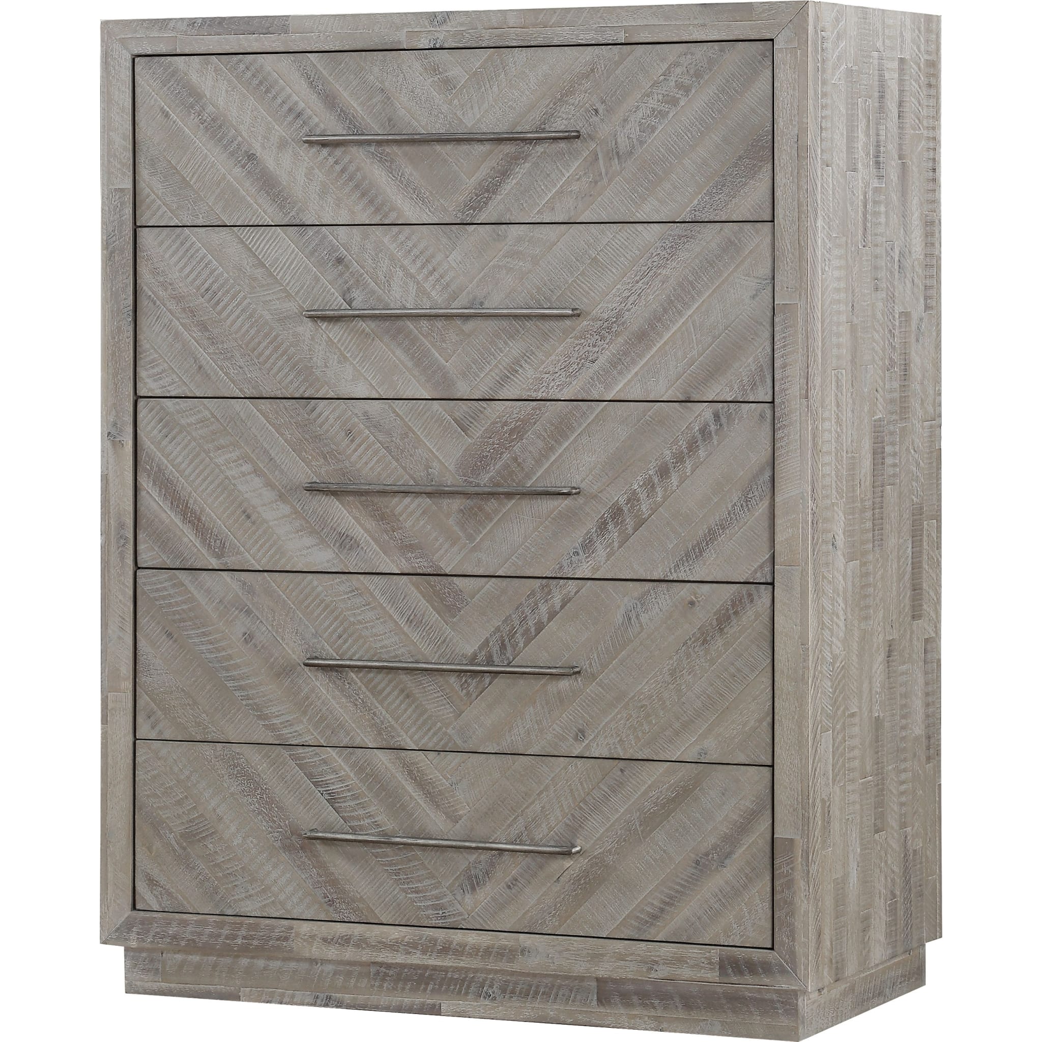 Alexandra Solid Wood Five Drawer Chest in Rustic Latte (2024)
