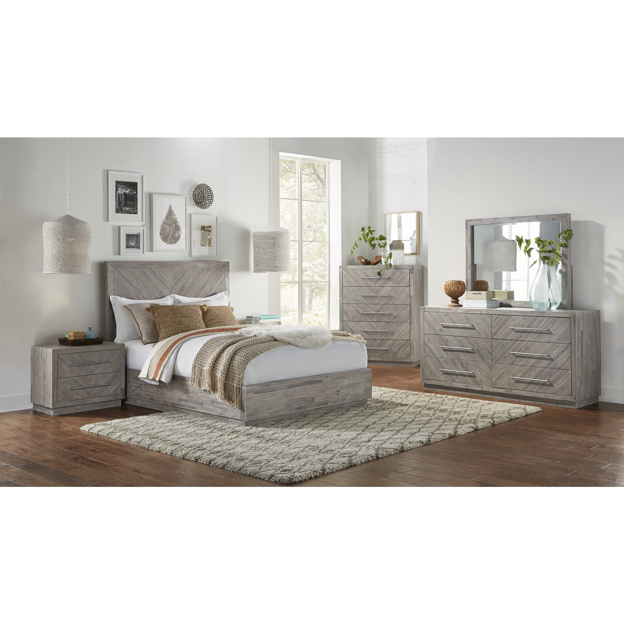 Alexandra Solid Wood Six Drawer Dresser in Rustic Latte (2024)