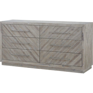 Alexandra Solid Wood Six Drawer Dresser in Rustic Latte (2024)