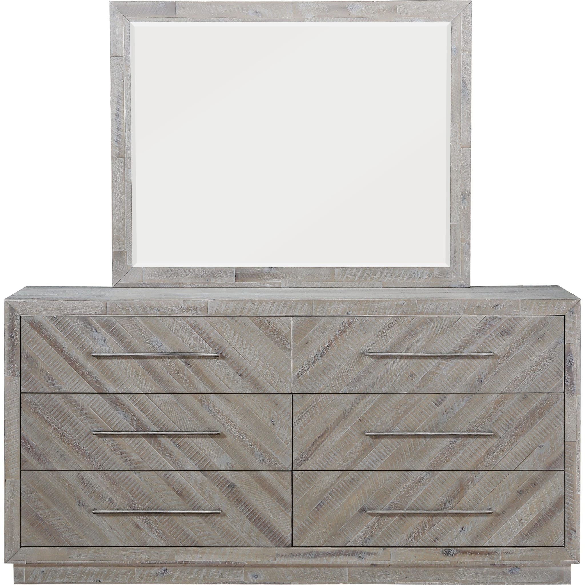 Alexandra Solid Wood Six Drawer Dresser in Rustic Latte (2024)