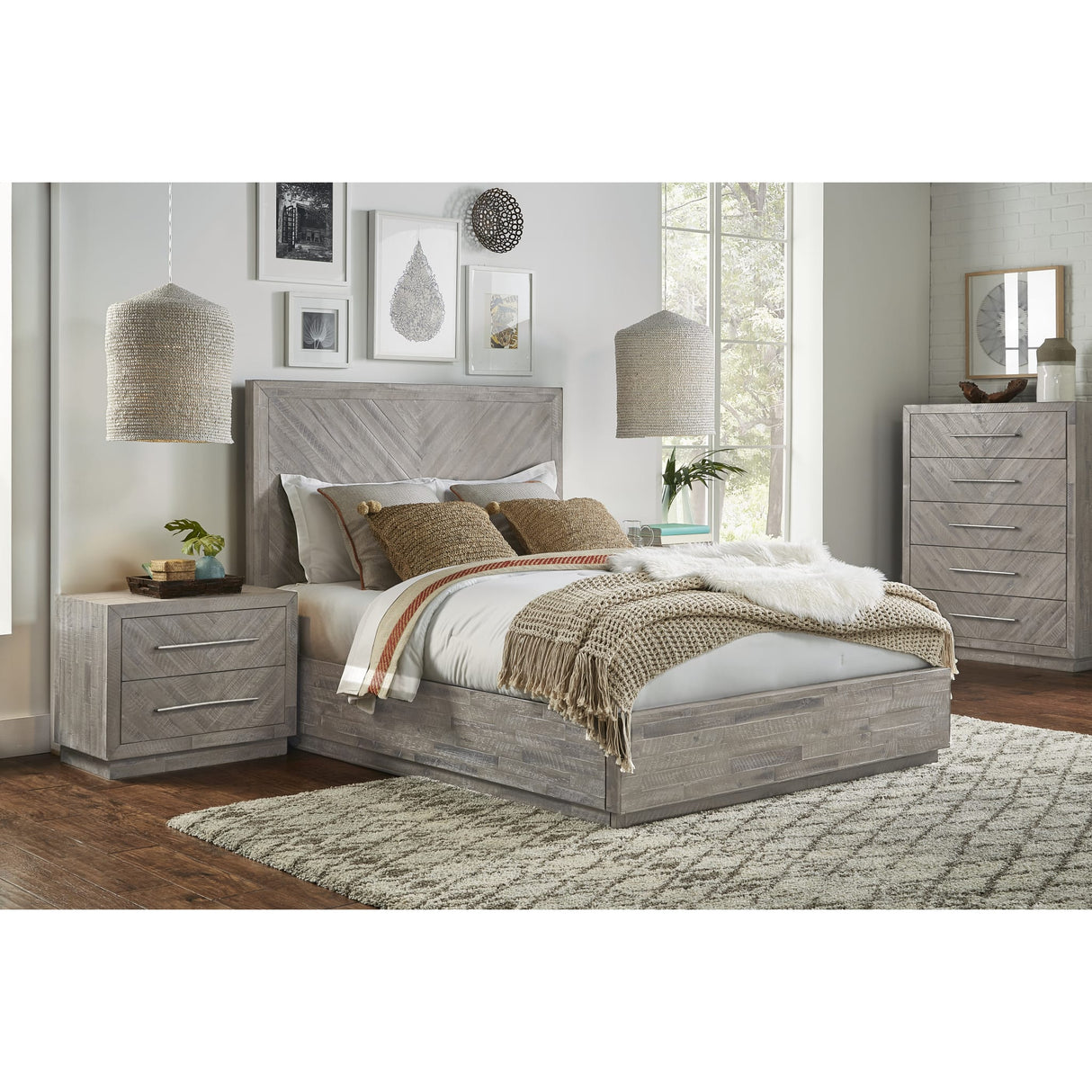 Alexandra Solid Wood Storage Bed in Rustic Latte