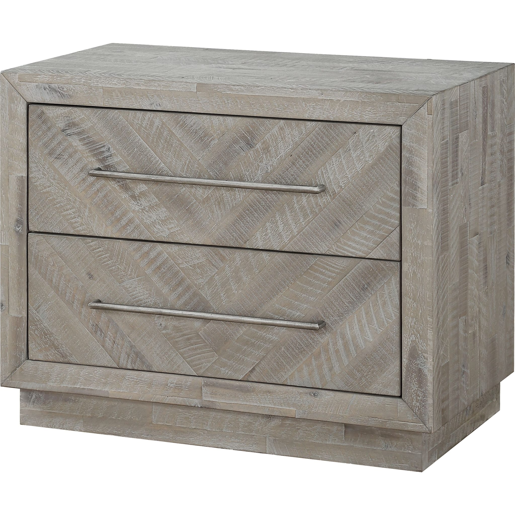 Alexandra Solid Wood Two Drawer Nightstand in Rustic Latte