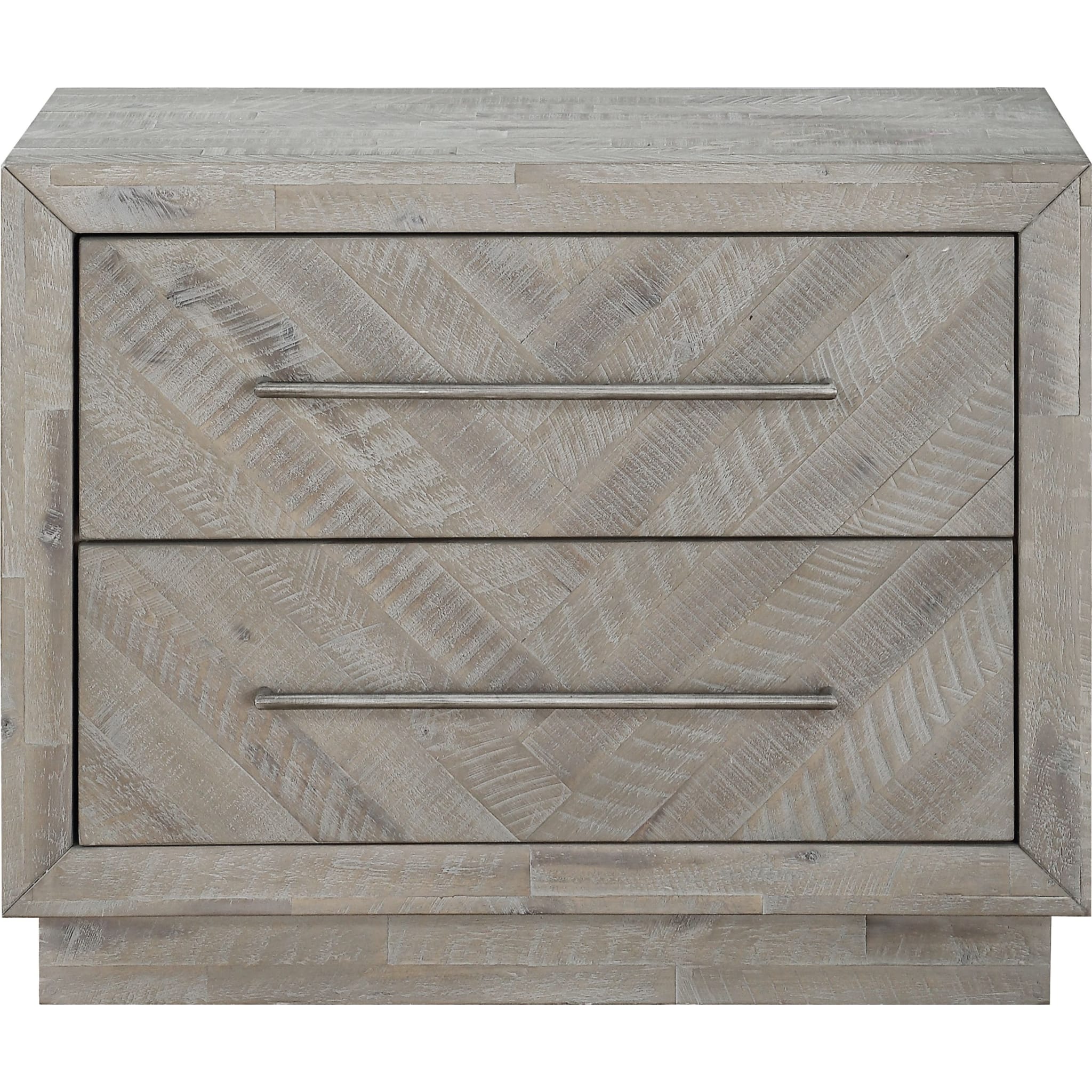 Alexandra Solid Wood Two Drawer Nightstand in Rustic Latte