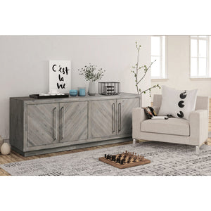 Alexandrda Solid Wood 74 inch Media Console in Rustic Latte