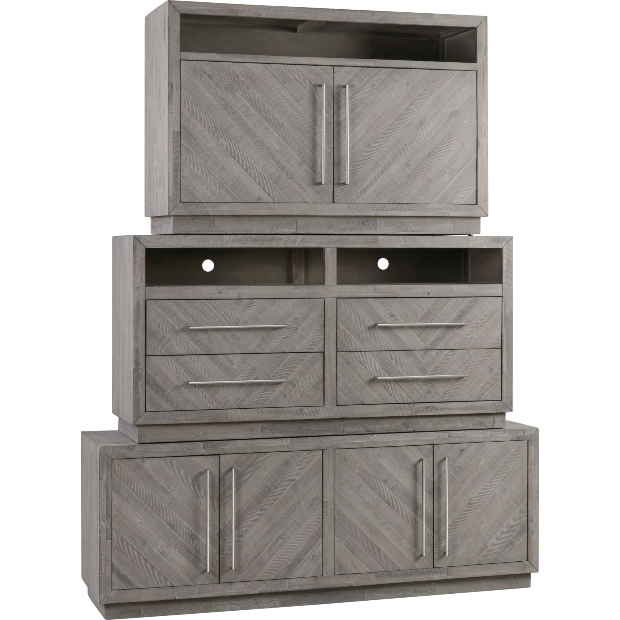 Alexandrda Solid Wood 74 inch Media Console in Rustic Latte