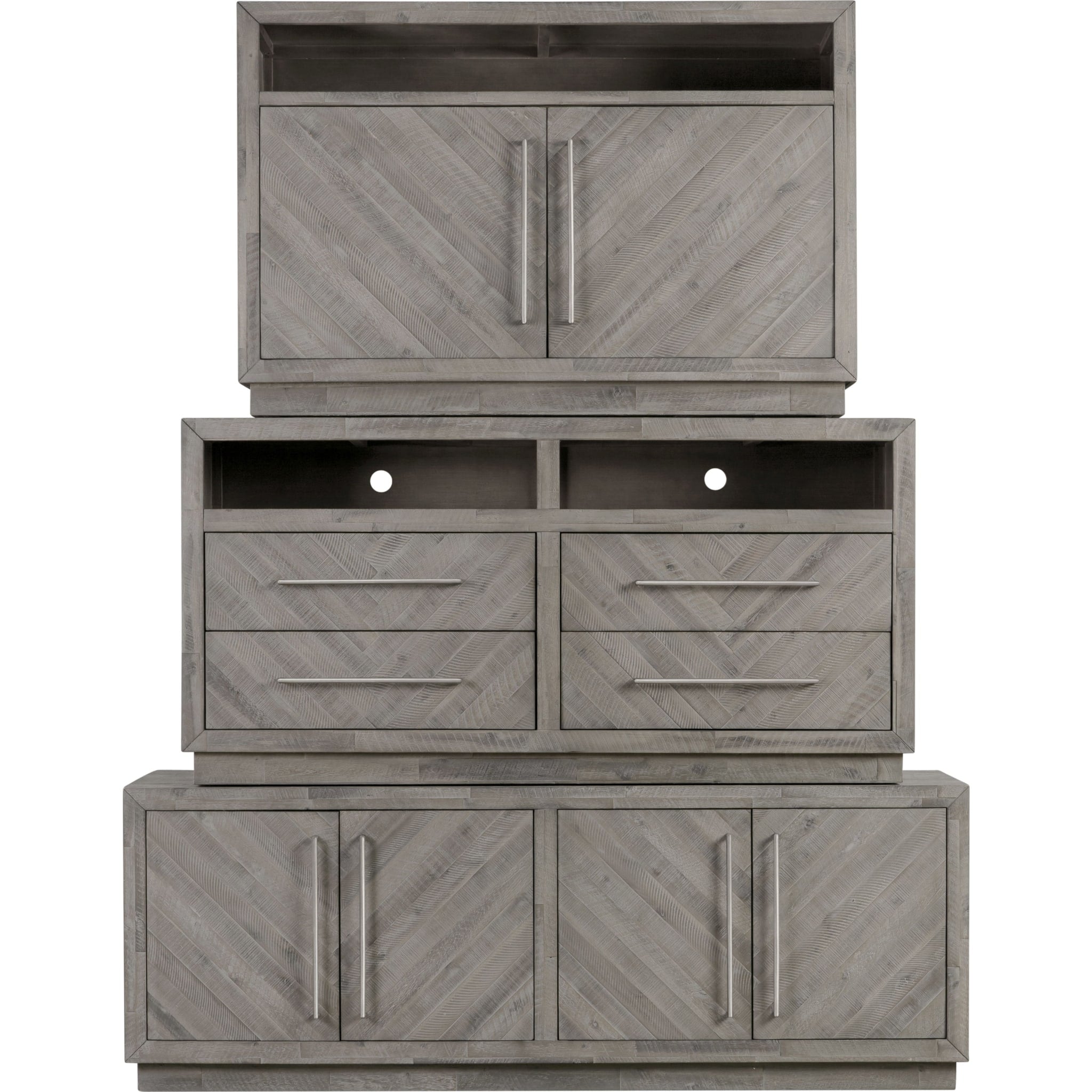 Alexandrda Solid Wood 74 inch Media Console in Rustic Latte