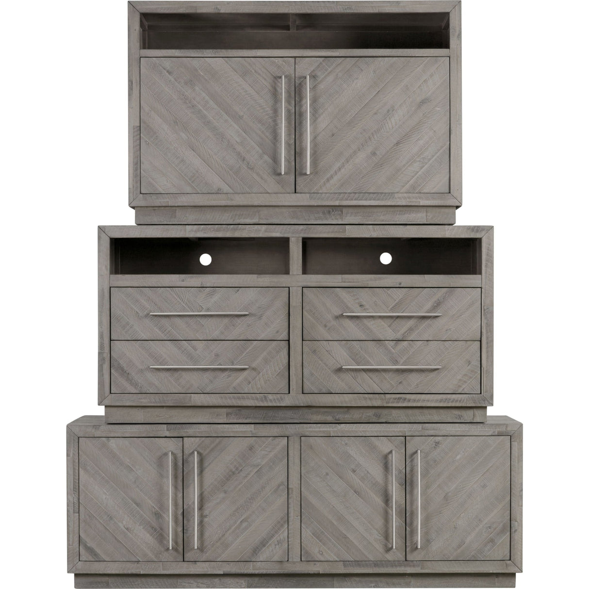 Alexandrda Solid Wood 74 inch Media Console in Rustic Latte