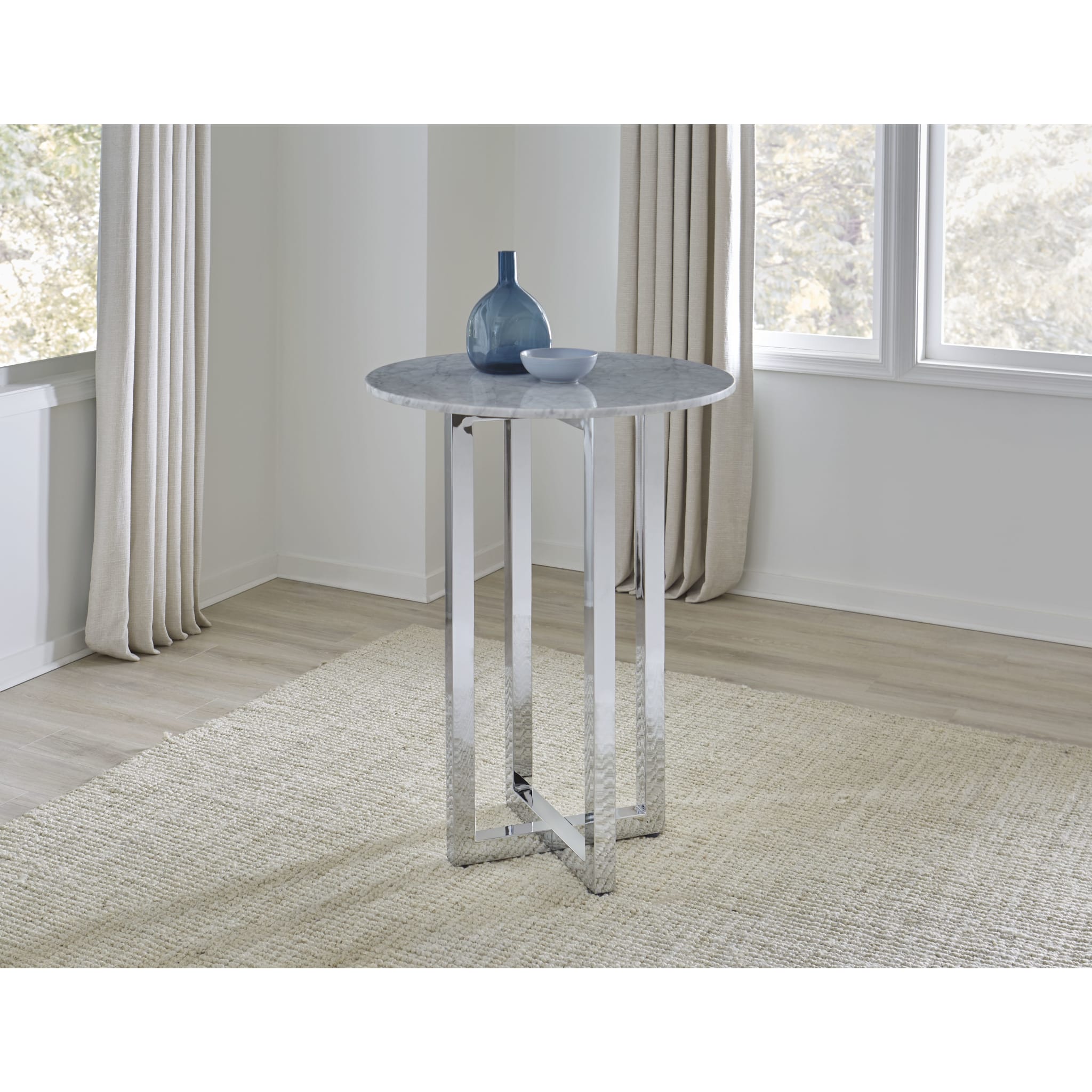 Amalfi 32 inch Round Carrara Marble Top Bar Table