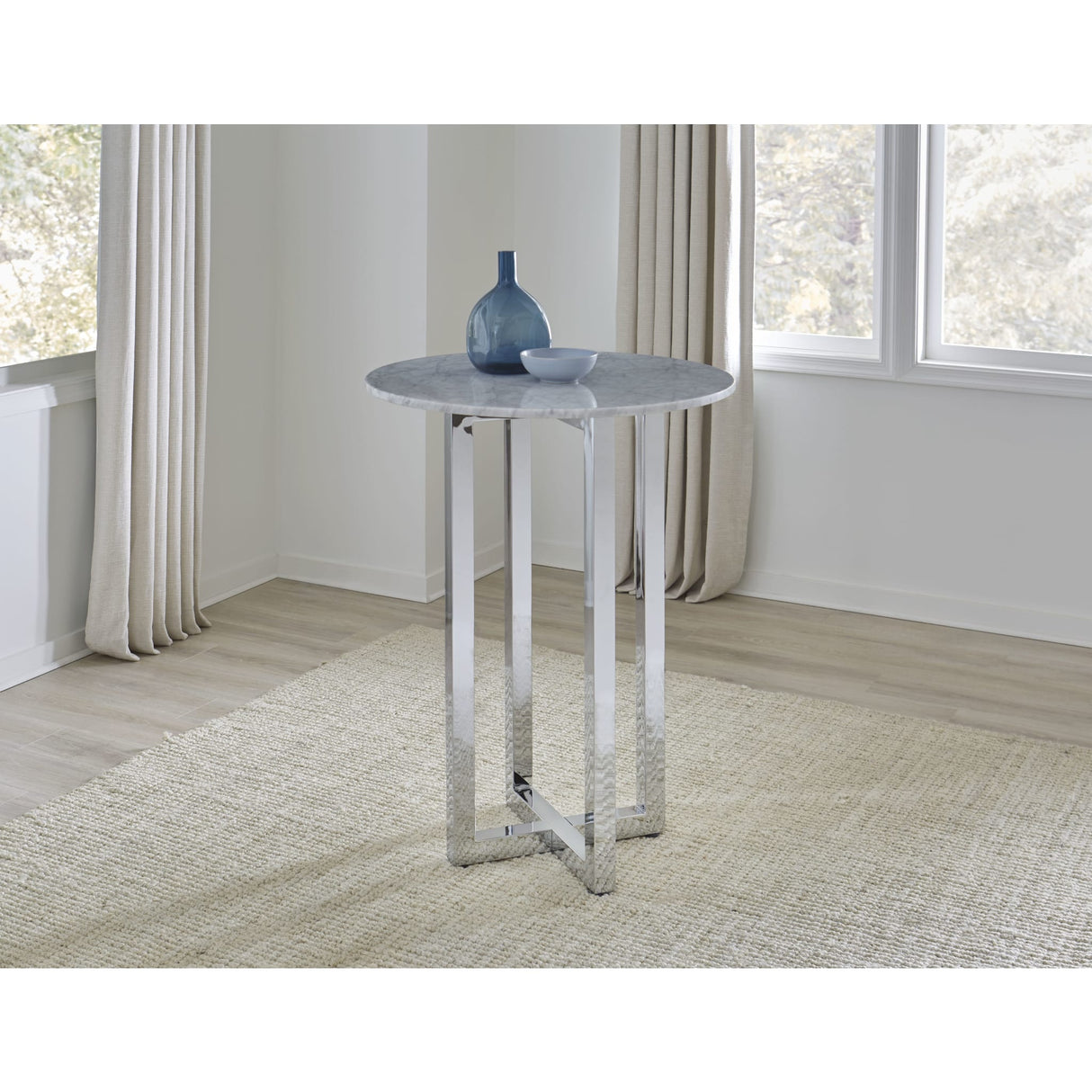 Amalfi 32 inch Round Carrara Marble Top Bar Table