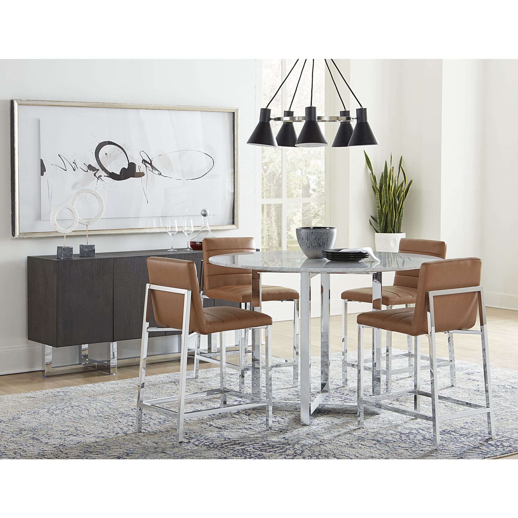 Amalfi 48 inch Round Carrara Marble Top Counter Table