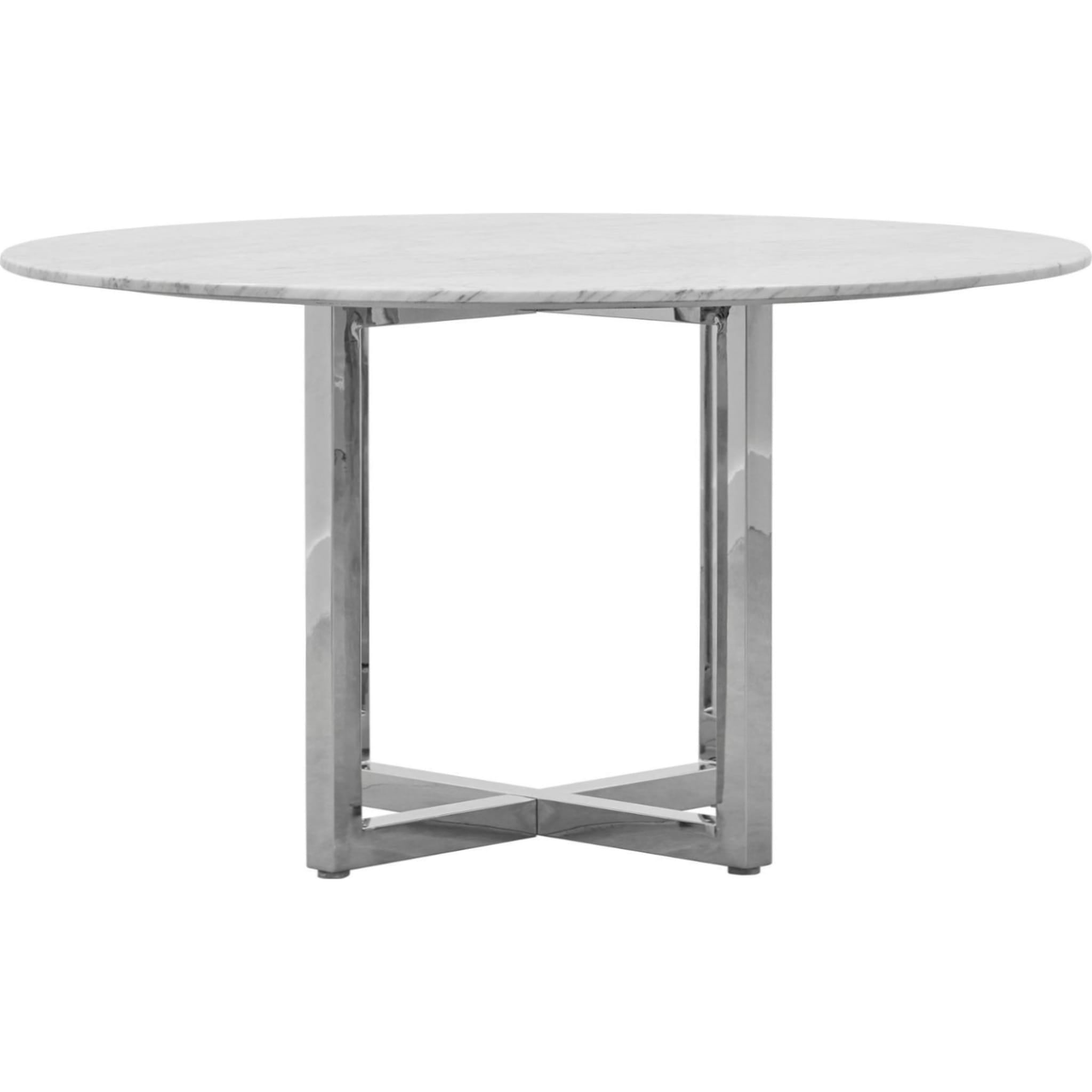 Amalfi 48 inch Round Carrara Marble Top Dining Table with Chrome Base