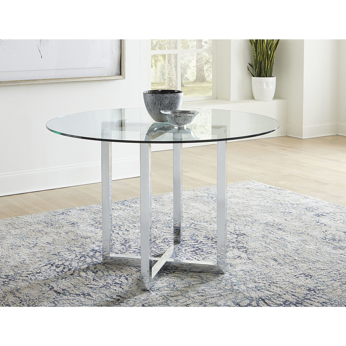 Amalfi 54 inch Round Glass Top Counter Table