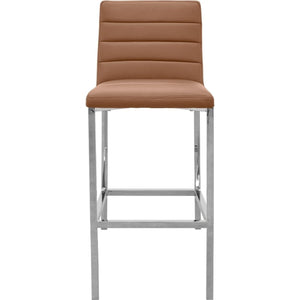 Amalfi Metal Back Bar Stool in Cognac Leather