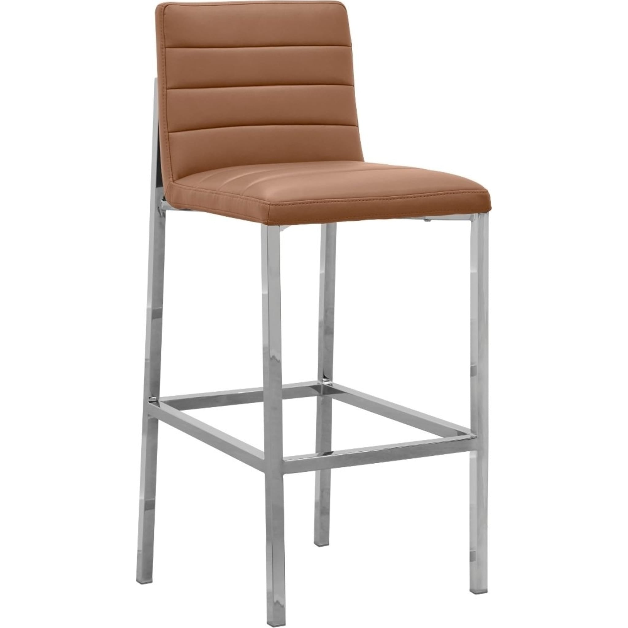 Amalfi Metal Back Bar Stool in Cognac Leather
