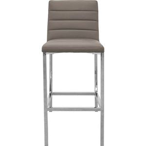 Amalfi Metal Back Bar Stool in Taupe Leather
