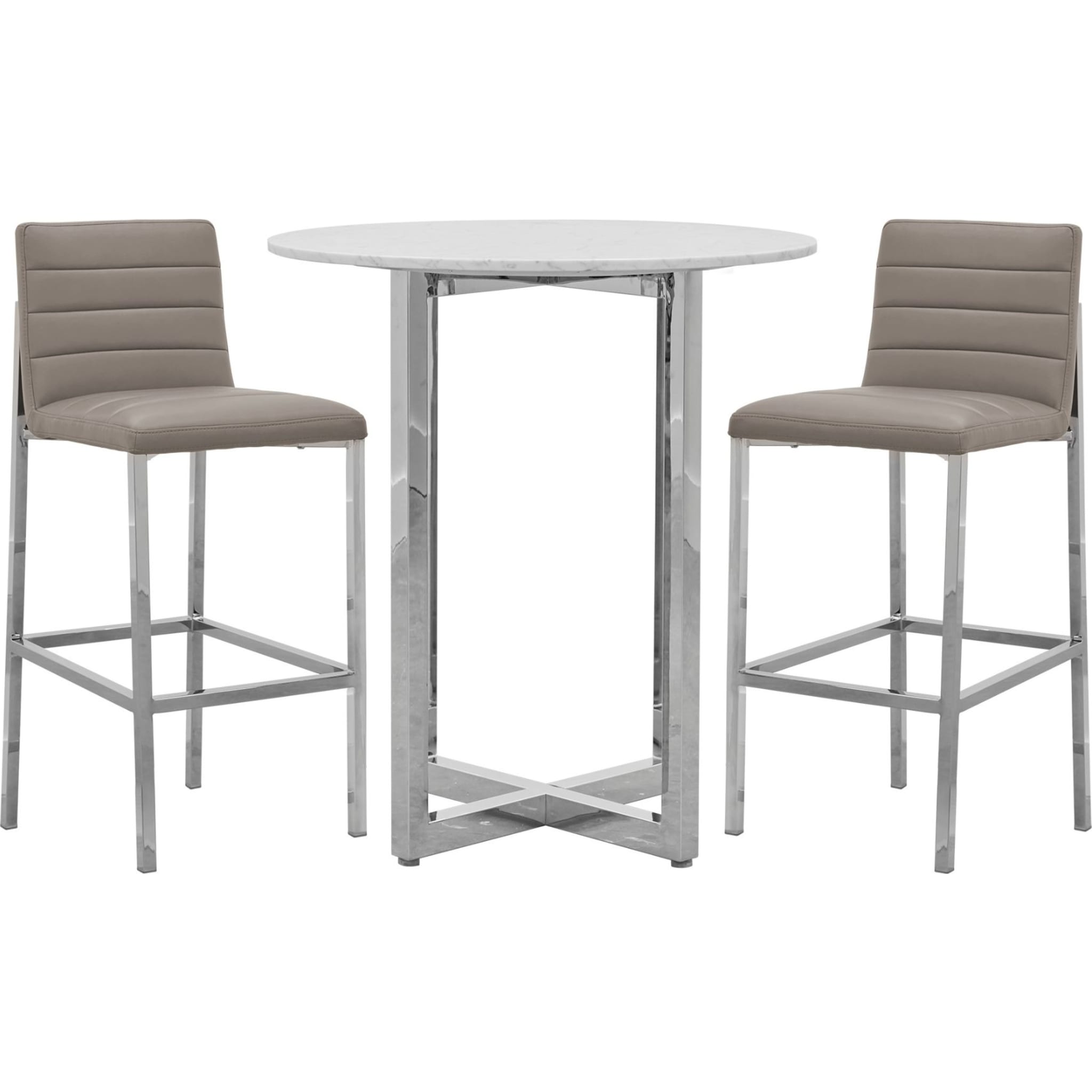 Amalfi Metal Back Bar Stool in Taupe Leather