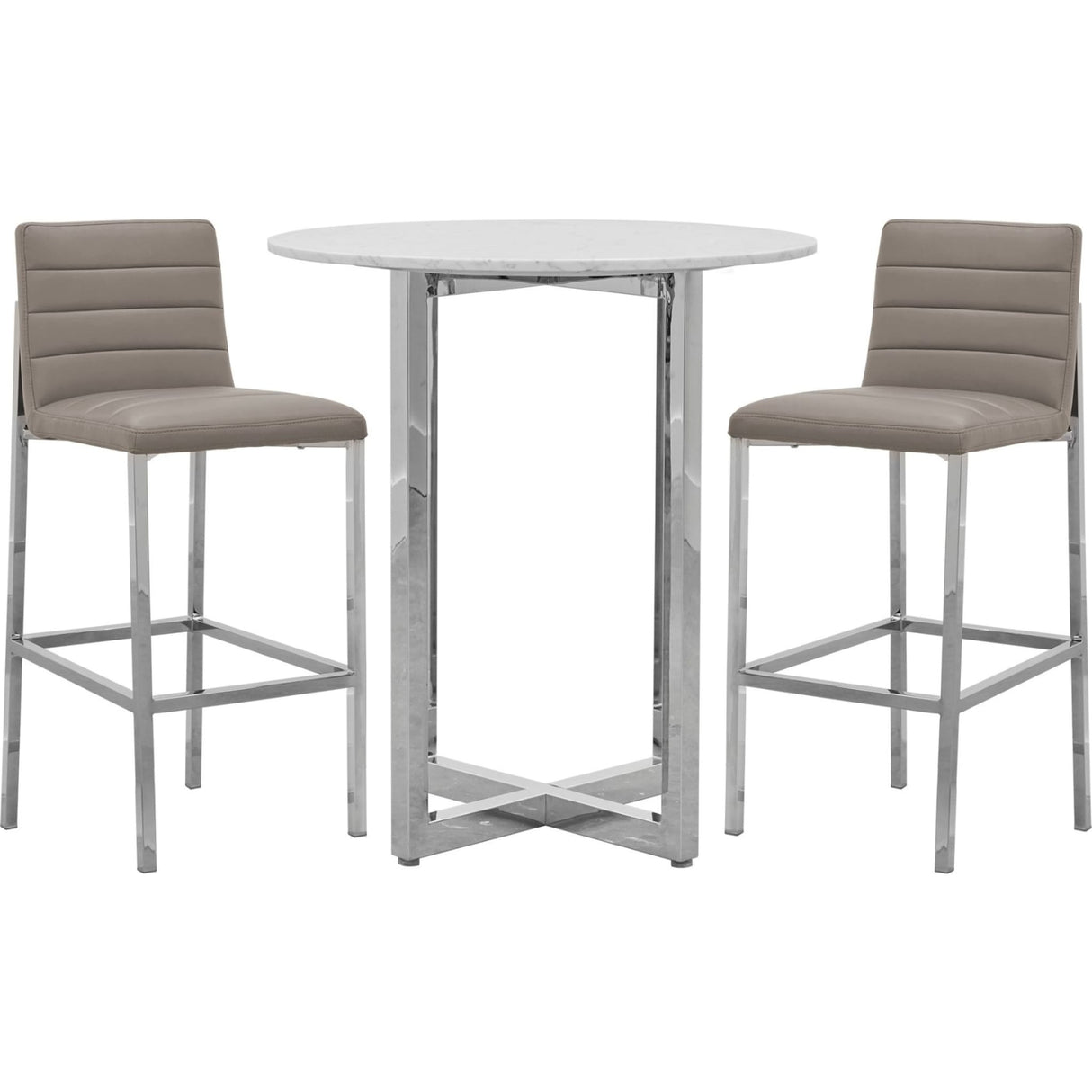 Amalfi Metal Back Bar Stool in Taupe Leather
