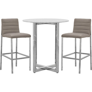 Amalfi Metal Back Bar Stool in Taupe Leather