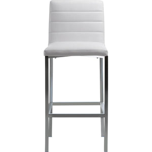 Amalfi Metal Back Bar Stool in White Leather