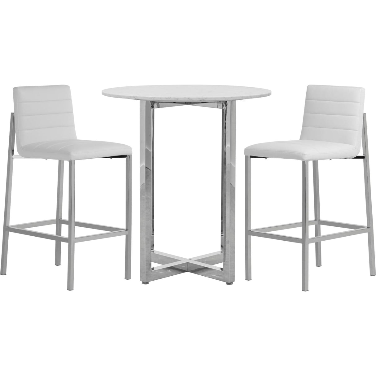 Amalfi Metal Back Bar Stool in White Leather