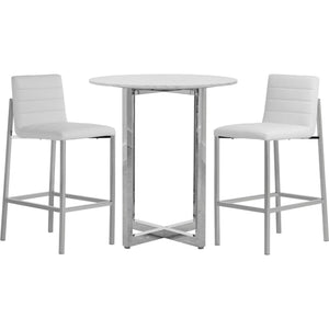 Amalfi Metal Back Bar Stool in White Leather
