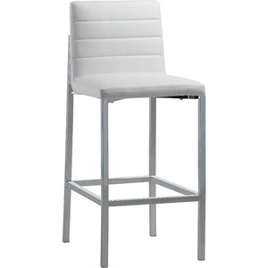 Amalfi Metal Back Bar Stool in White Leather