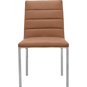 Amalfi Metal Back Chair in Cognac Leather