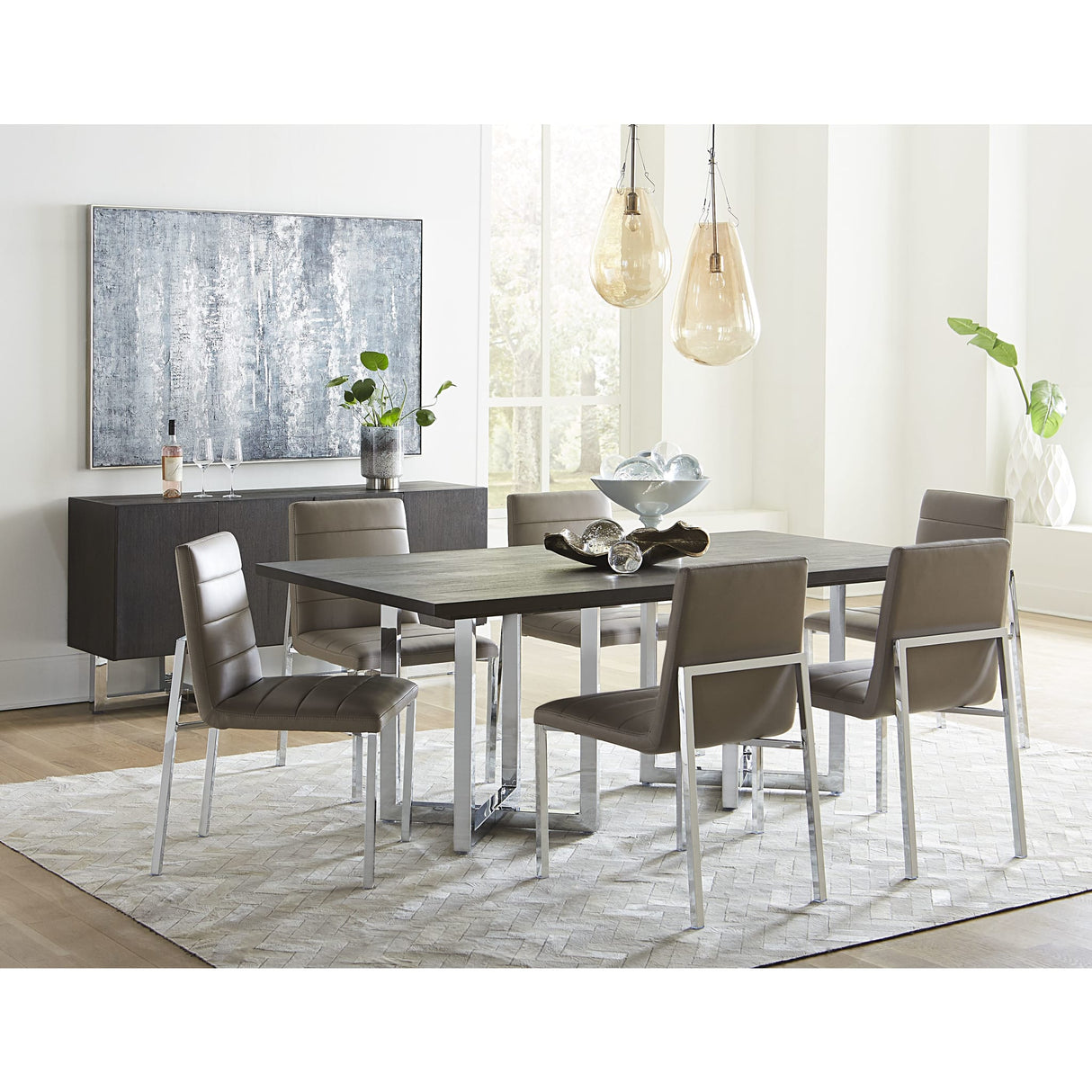 Amalfi Metal Back Chair in Taupe Leather