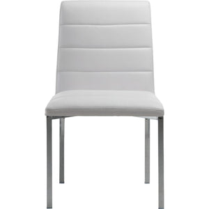 Amalfi Metal Back Chair in White Leather