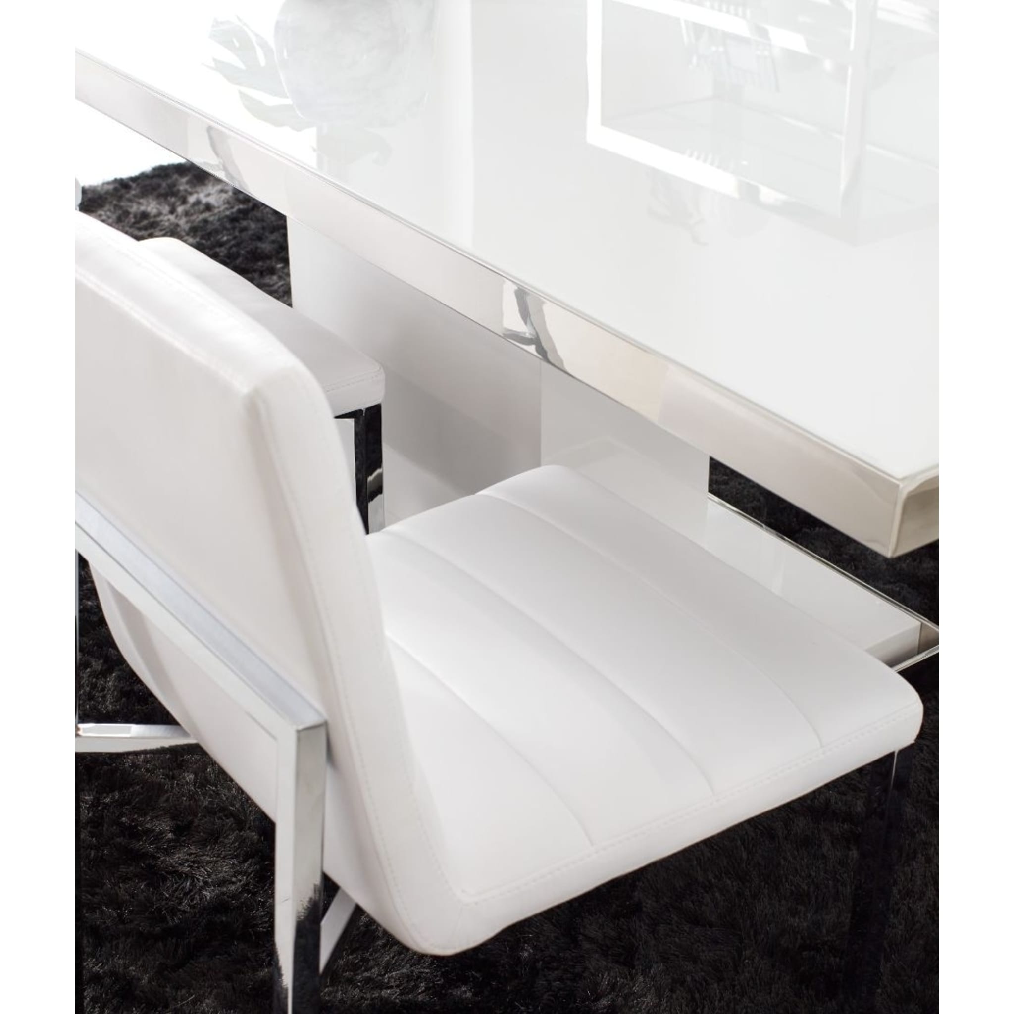Amalfi Metal Back Chair in White Leather