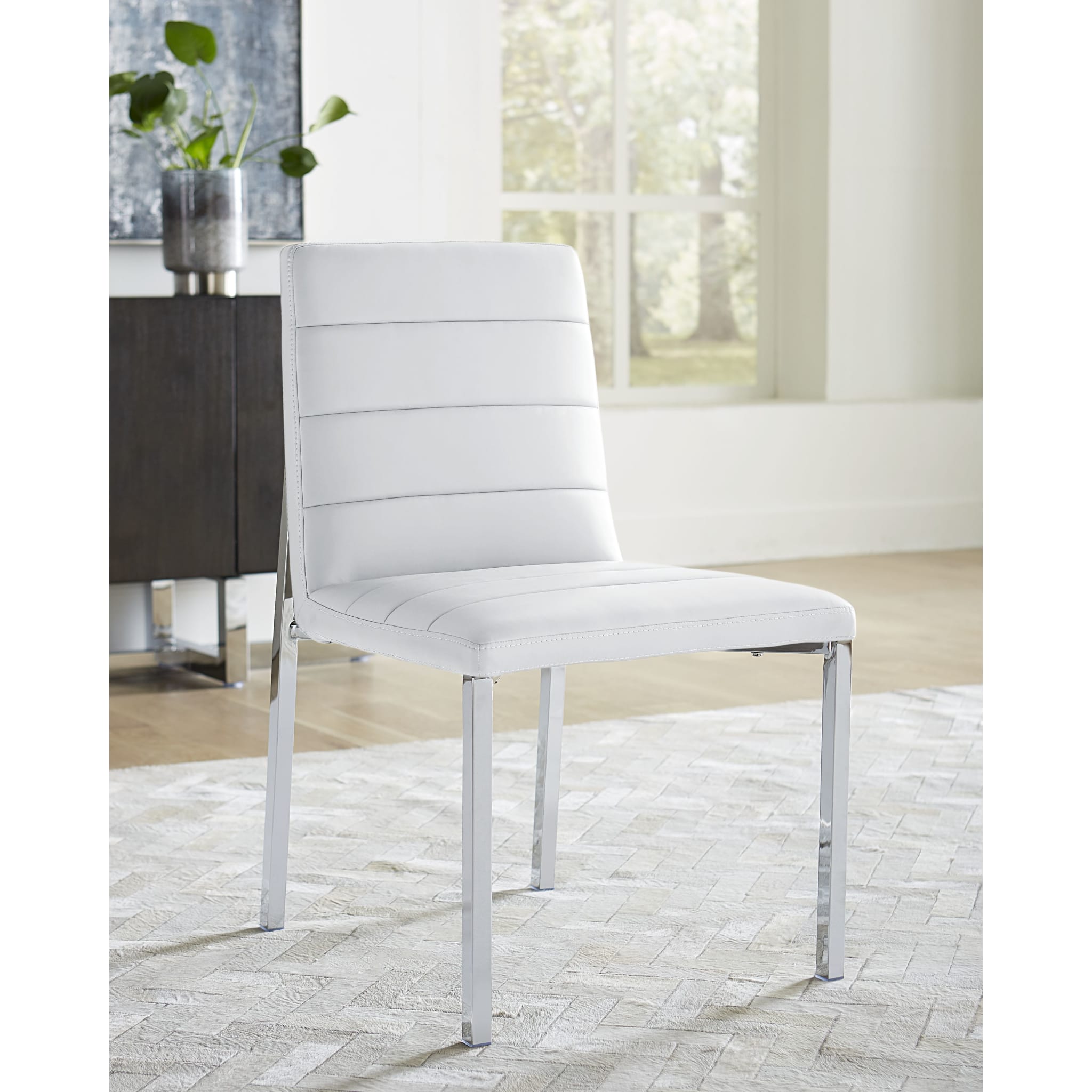 Amalfi Metal Back Chair in White Leather