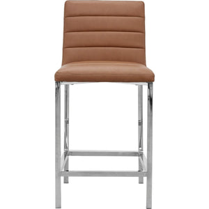 Amalfi Metal Back Counter Stool in Cognac Leather