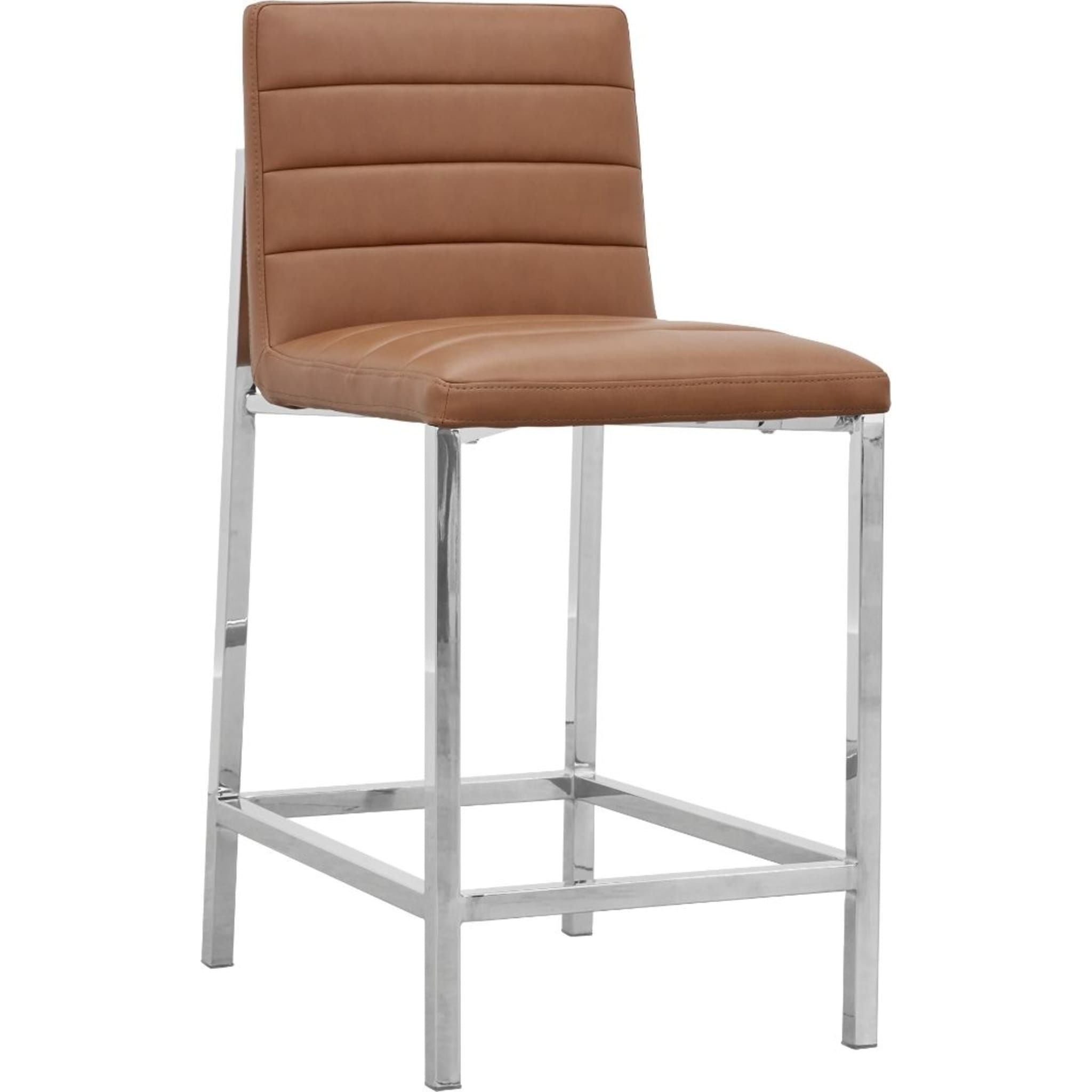 Amalfi Metal Back Counter Stool in Cognac Leather