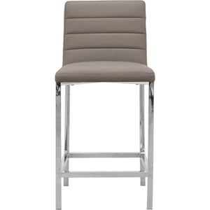 Amalfi Metal Back Counter Stool in Taupe Leather