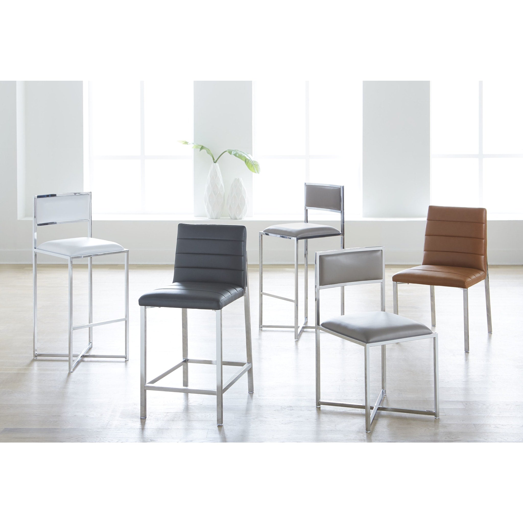 Amalfi Metal Back Counter Stool in White Leather