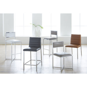 Amalfi Metal Back Counter Stool in White Leather