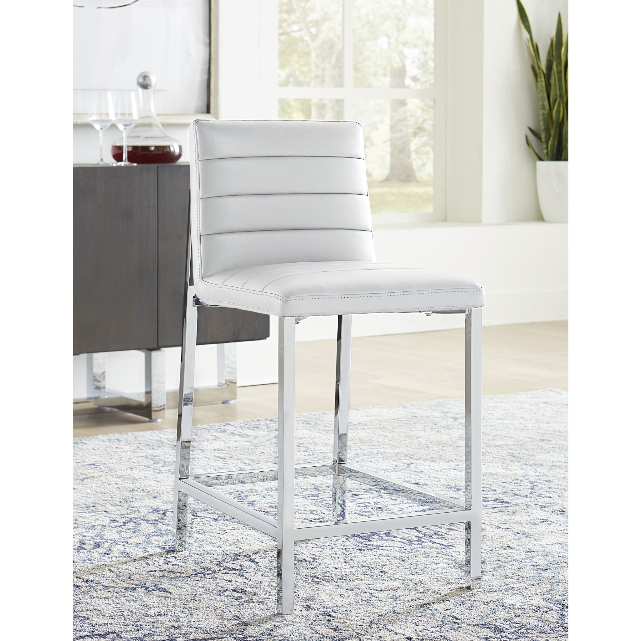 Amalfi Metal Back Counter Stool in White Leather