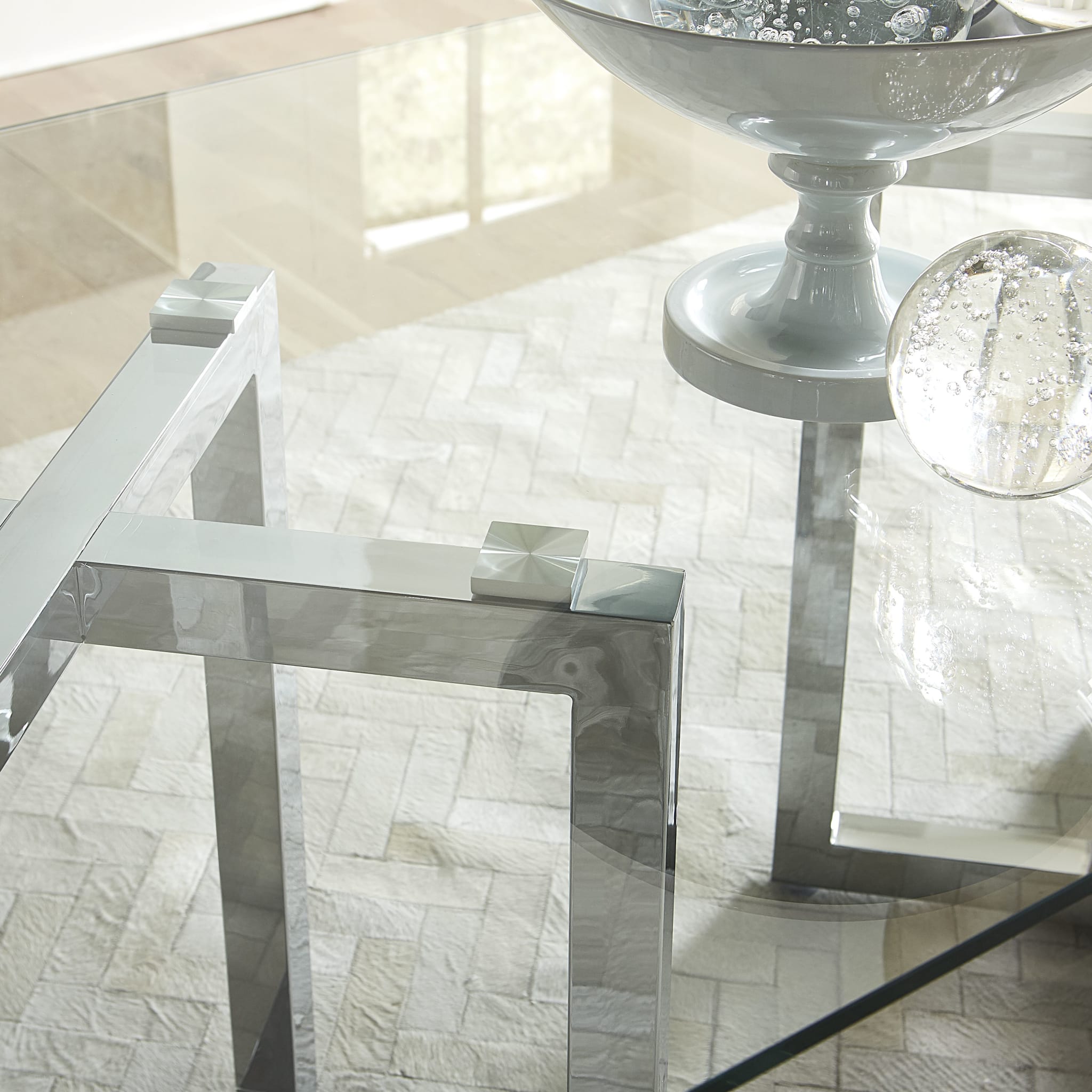 Amalfi Rectangular Glass Top Dining Table