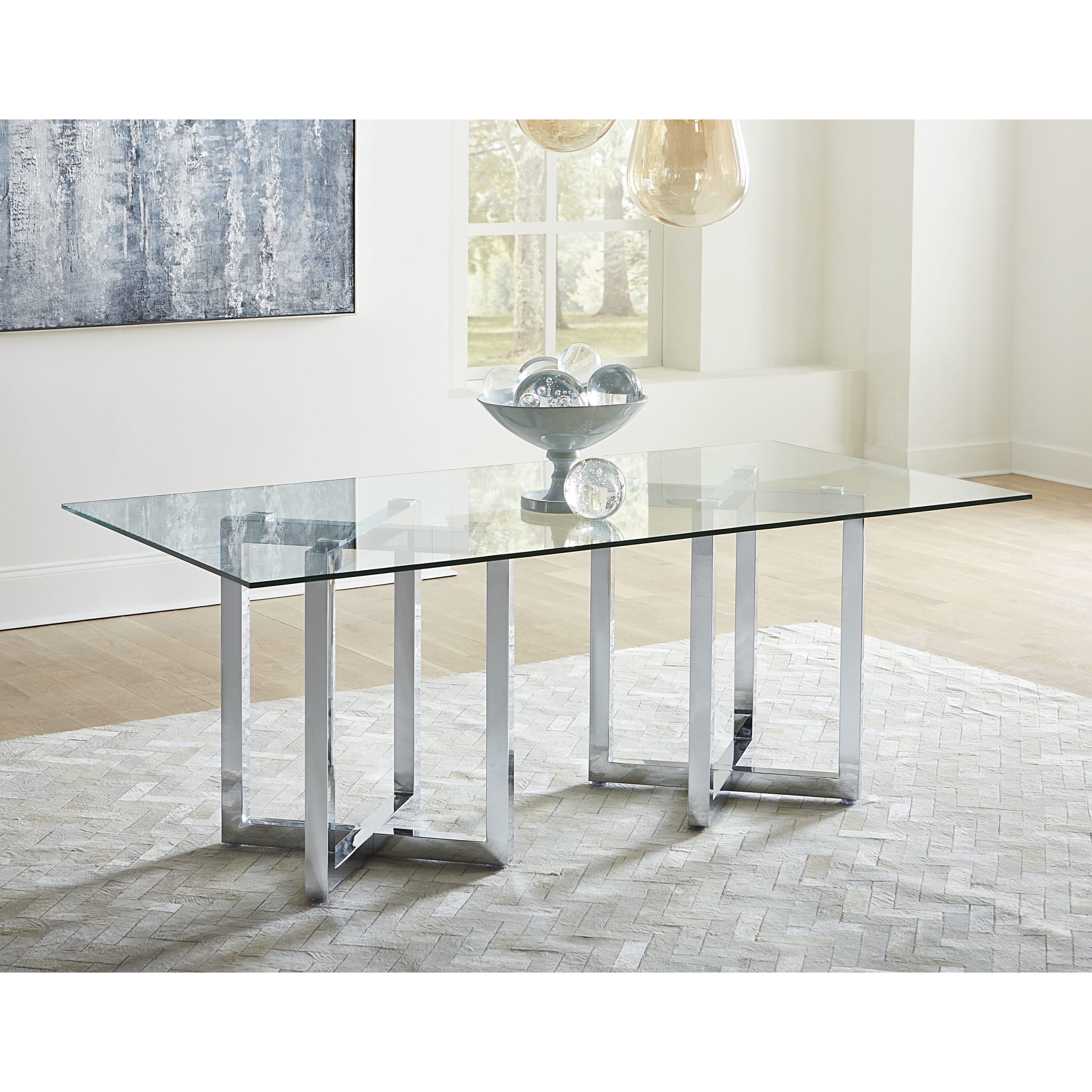Amalfi Rectangular Glass Top Dining Table